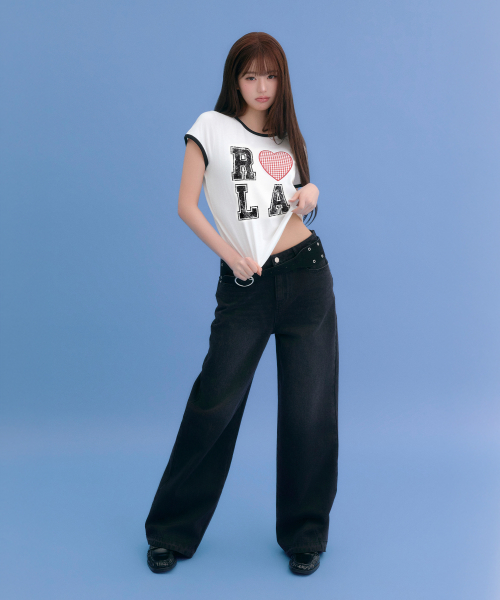 BACK SEAM DENIM PANTS BLACK