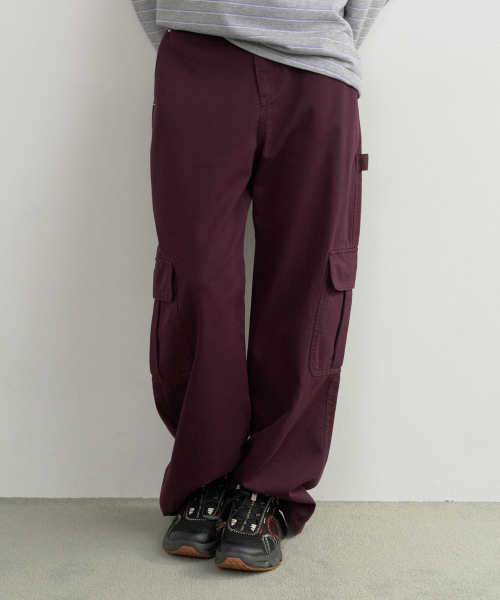 CARGO WIDE COTTON PANTS PURPLE
