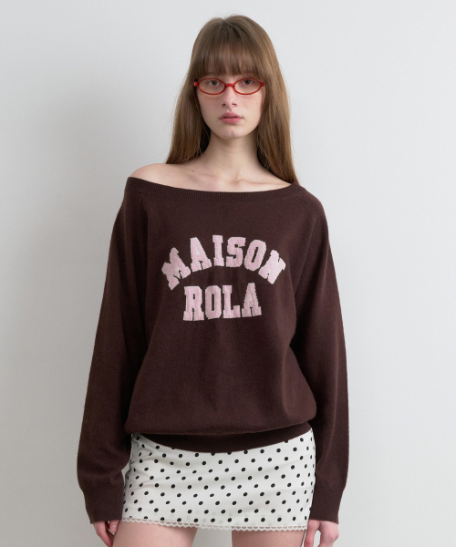 MAISON DE ROLA CAMPUS LOGO KNIT BROWN