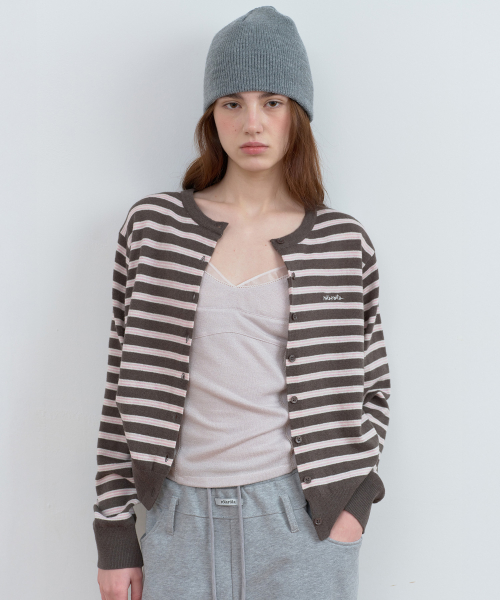 STRIPE KNIT CARDIGAN CHARCOAL