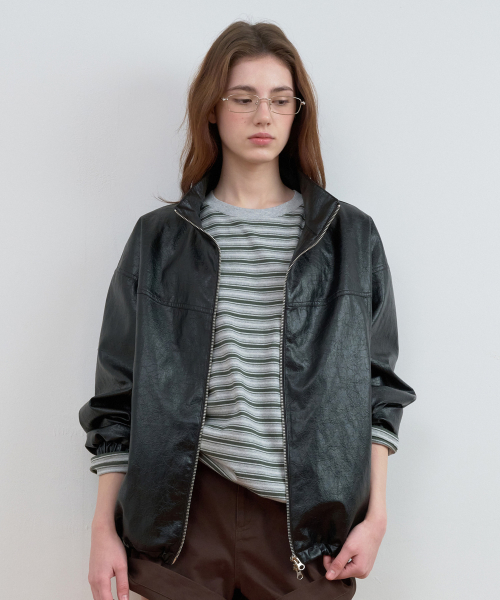 LEATHER BLOUSON JACKET BLACK
