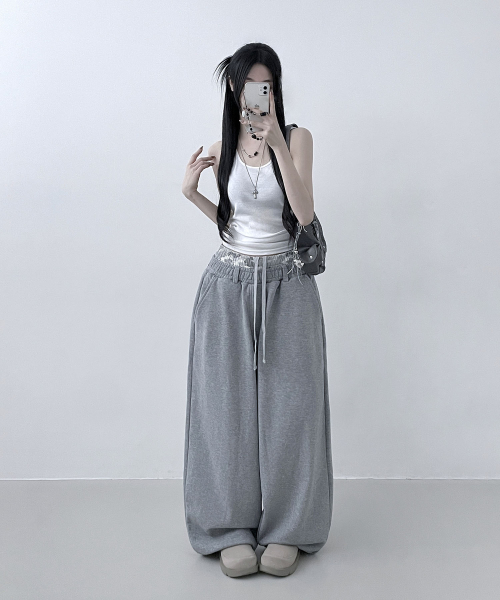 XP328 카모 레이어드 벌룬 스웨트 팬츠 (GRAY)