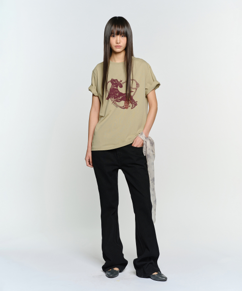 HEART DOG OVERFIT T-SHIRT, KHAKI
