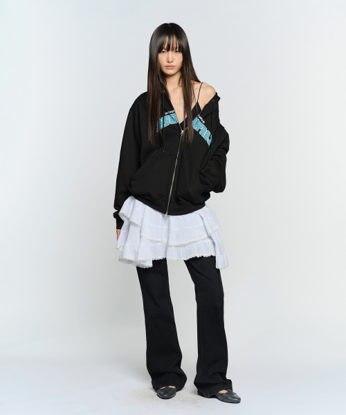 SUNBURN BASIC LOGO HOODIE ZIP-UP, BLACK