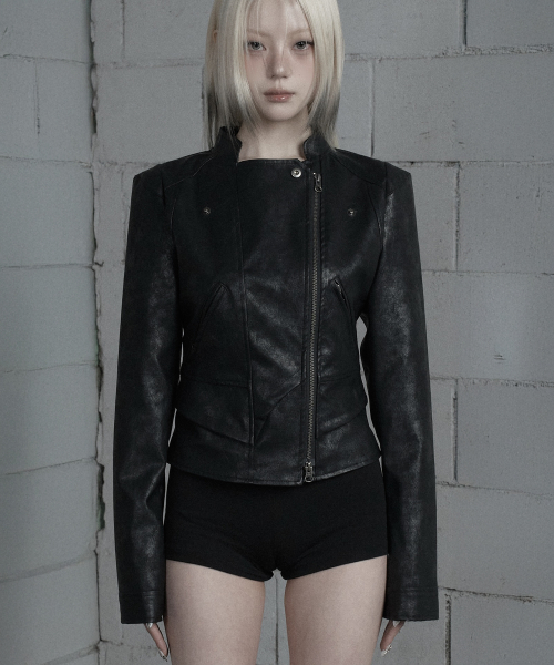 Slim Cutline Two-Way Racing Jacket (Black)