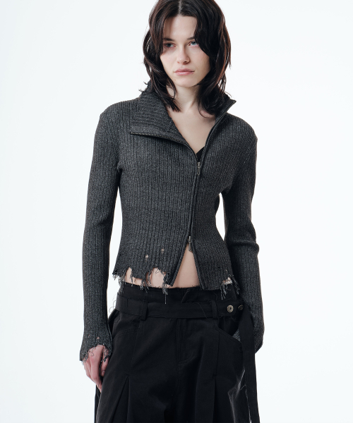 ROUX KNIT ZIP-UP (CHARCOAL)