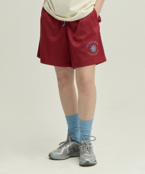 Santorini Sun Mesh Shorts_BURGUNDY