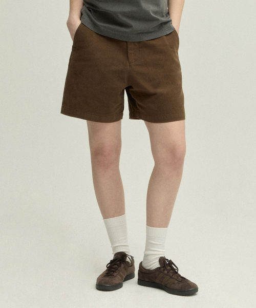 Capri Washed Chino Shorts_BROWN