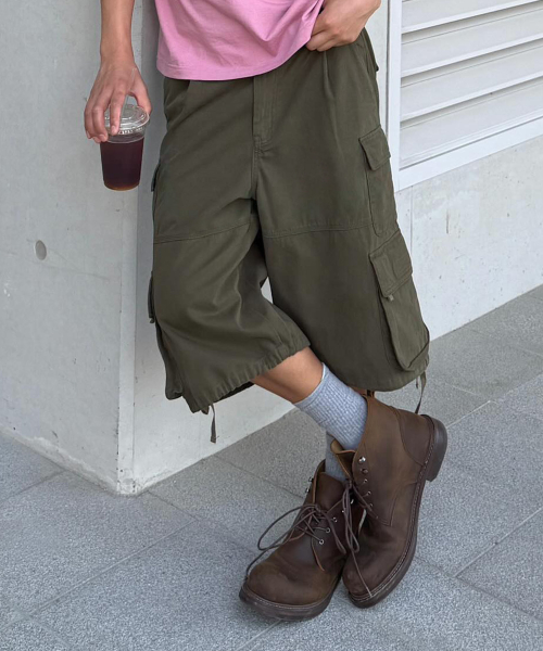 Bronx Bio Washed 3/4 Cargo Pants_KHAKI