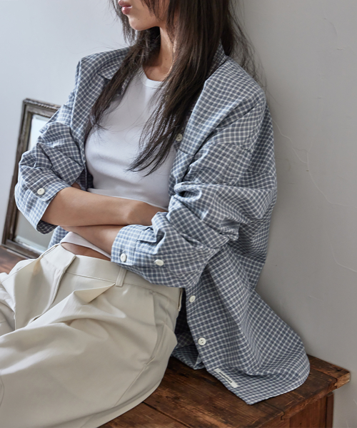 Loose Fit Patched Check Shirt, 2colors