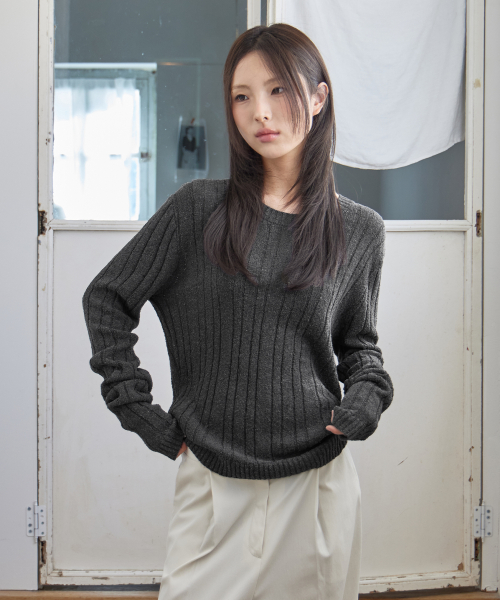 Wide Rib Crew-Neck Knit, 3colors