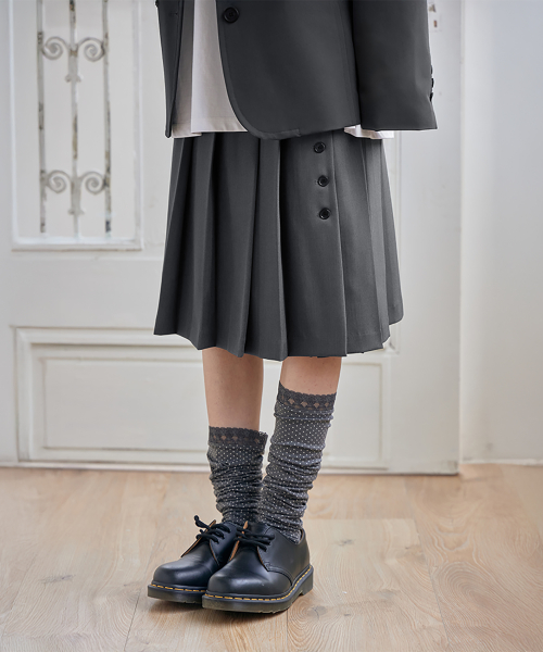 Pleated Wrap Skirt, CHARCOAL
