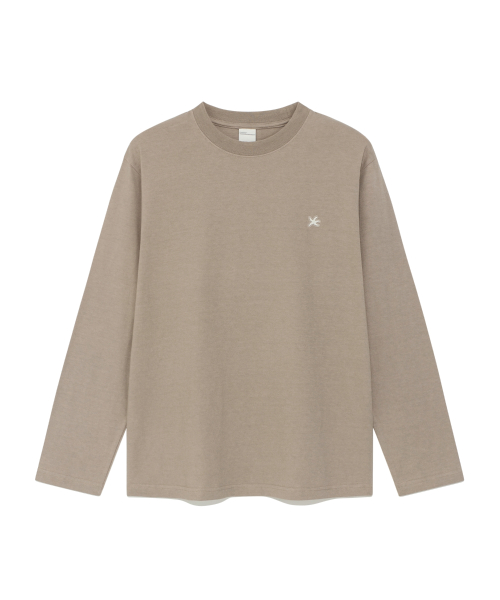 TCM mini logo label long sleeve (grey beige)