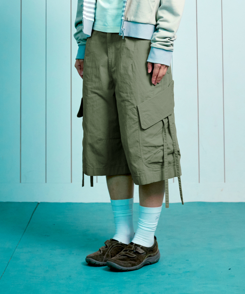 TCM ripstop strap cargo half pants (green)