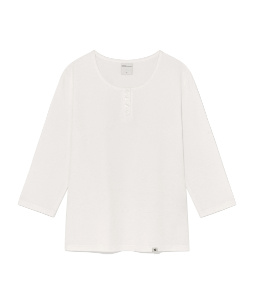 (w) TCM henley neck three-quarter sleeve (white)