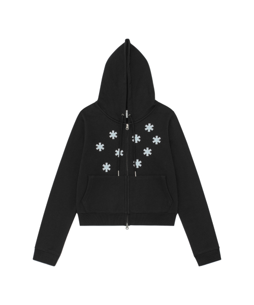 TCM flower hooded zip-up (black)