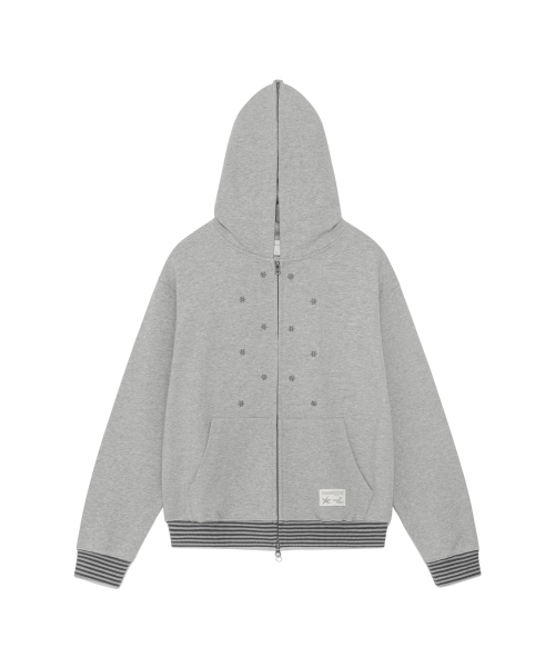 TCM snow stripe hooded zip-up (grey)