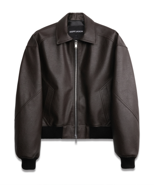 Oversized Phantom Leather Jacket ESPRESSO