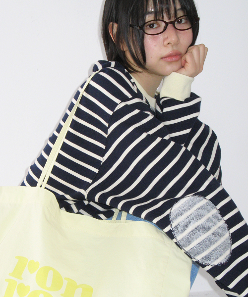 ELBOW PATCH STRIPE SWEATSHIRT NAVY