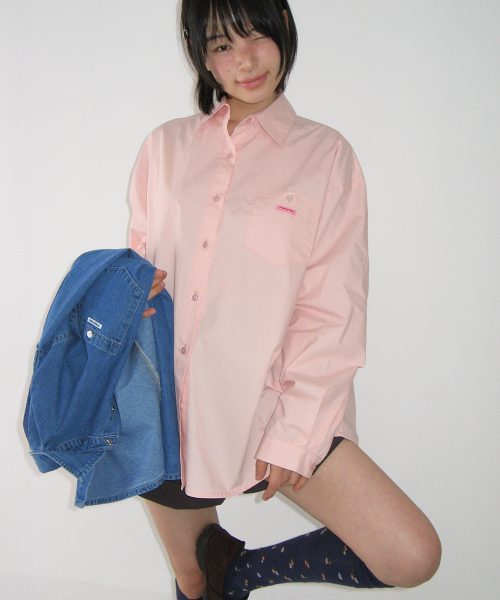 BUTTON POCKET OVERSIZED SHIRT SOFT PINK