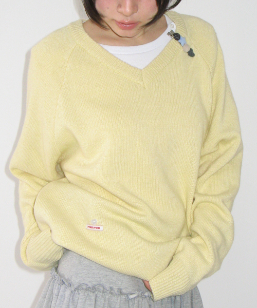 SOFT V NECK BASIC KNIT SOFT YELLOW