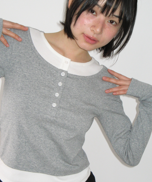LAYERED HENRYNECK LONG SLEEVE GREY