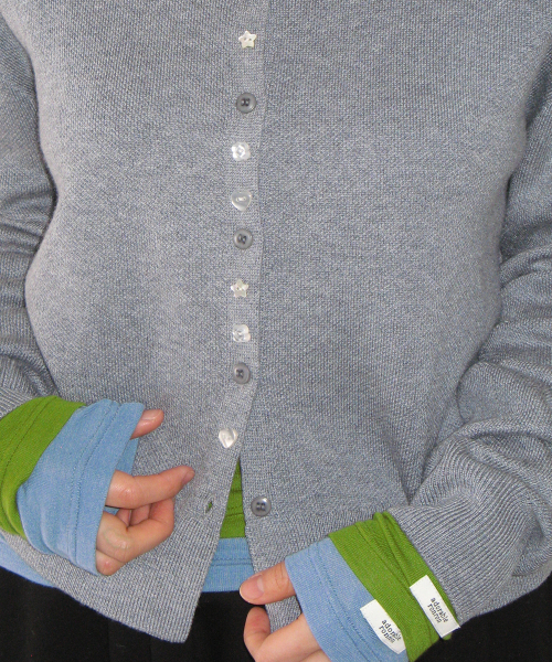 DECORATIVE BUTTON KNIT CARDIGAN GREY