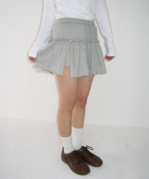 SOFT SHIRRING PANTSKIRT GREY