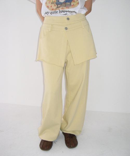 SKIRT LAYERED SWEAT PANTS SOFT YELLOW