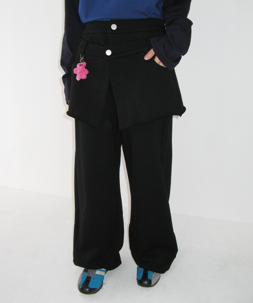 SKIRT LAYERED SWEAT PANTS BLACK