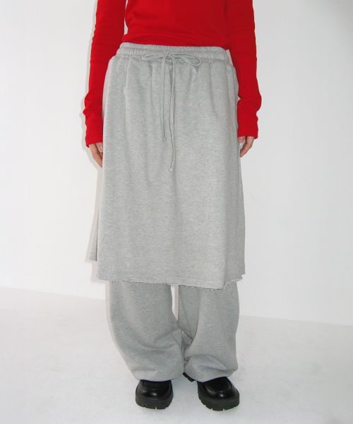 LAYERED SKIRT SWEAT PANTS GREY