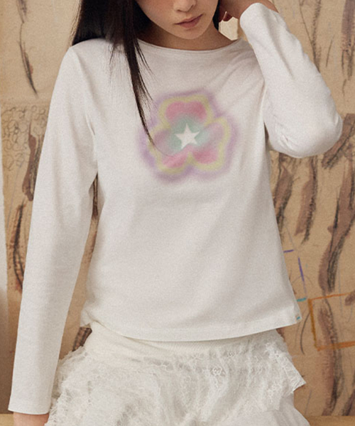 CLOVER LONG SLEEVE T-SHIRT - WHITE