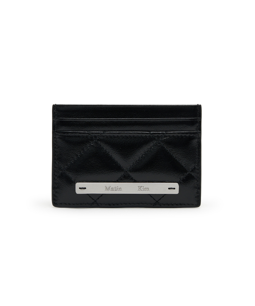 PUFF QUILT CARD WALLET IN BLACK
