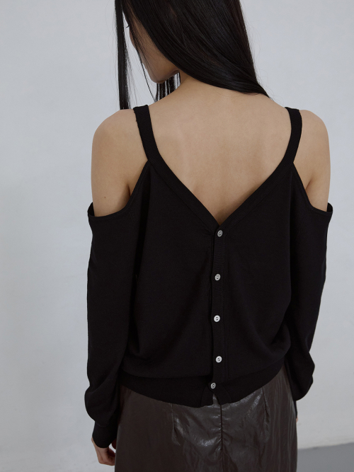 TWO-WAY VISCOSE CARDIGAN_ BLACK