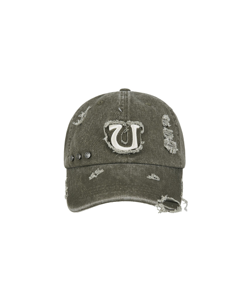 DAMAGED 6-PANEL BALL CAP_ FADED OLIVE