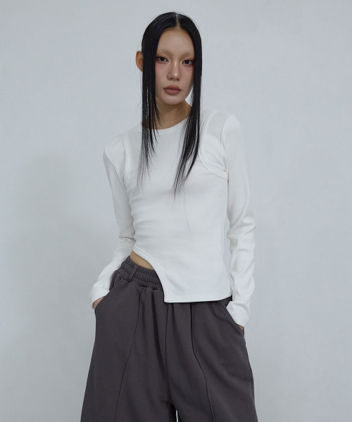 CUT-OUT SLIM FIT TOP_ IVORY
