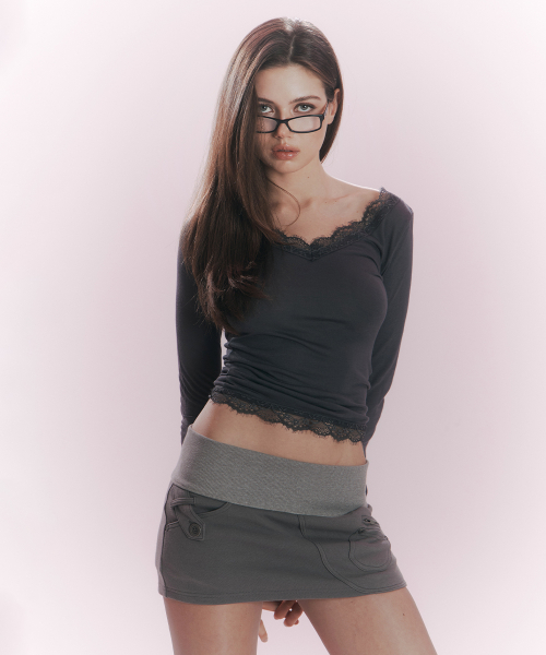 Karena Side Pocket Mini Skirt (Sand Grey)