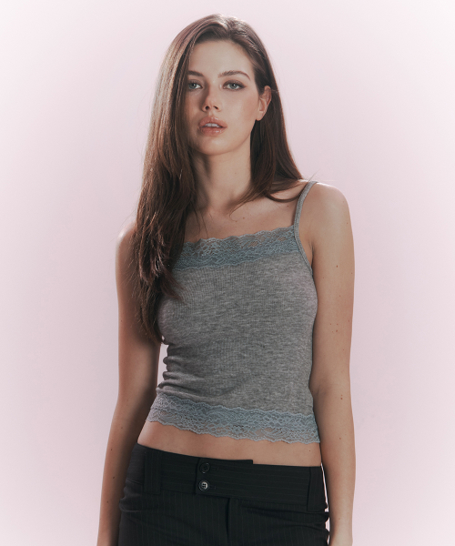 Alice Lace Sleeveless Top (Melange Grey)