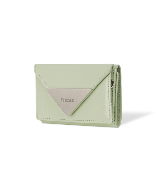 CRINKLE TRIANGLE TRIPLE WALLET - PISTACHIO