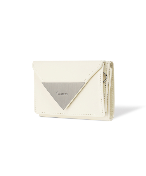 CRINKLE TRIANGLE TRIPLE WALLET - VANILLA
