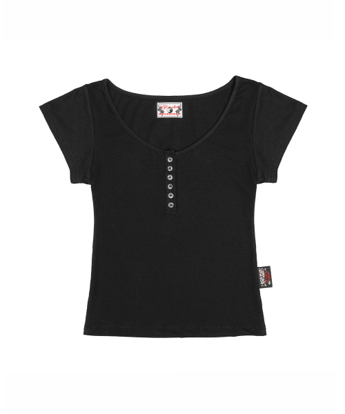 Asci Cross Henly Neck T-shirt Black
