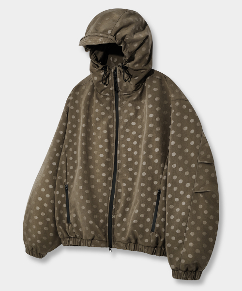 2WAY ESSENTIAL DOT HOODED WINDBREAKER_BROWN