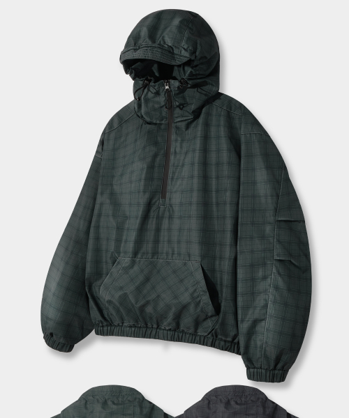 ESSENTIAL CHECK HOODED ANORAK_2 COLOR