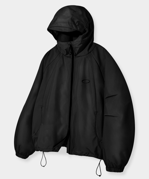 BALACLAVA SLASH HOODED ZIP-UP_WINDBREAKER BLACK