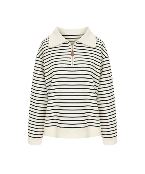 Collared Zip-Up Striped Sweatshirt_P6ATS025C