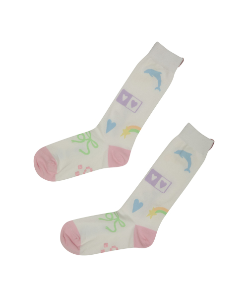 Dolphin Label Socks WHITE