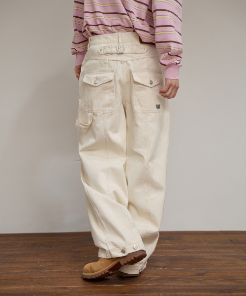 Cinch Bag Curved Cotton Pants IVORY
