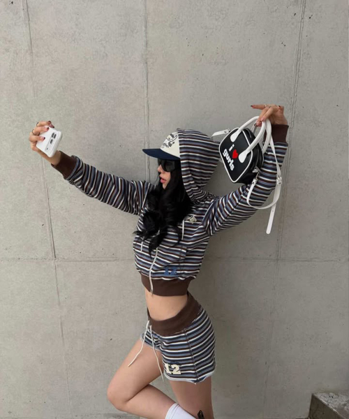 CALIE BABE STRIPE SHORTS BROWN