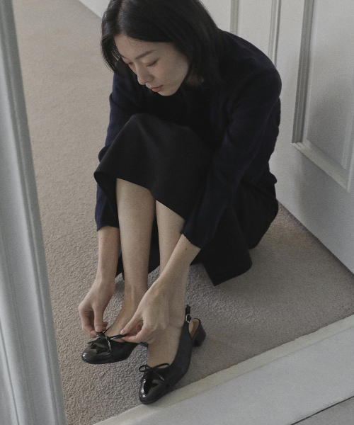 아르벨 리본 슬링백 플랫슈즈 (3cm)