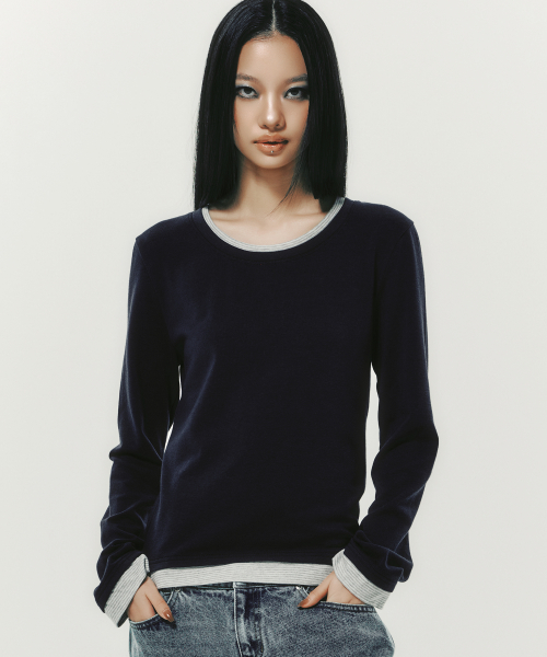 EMBLEM LAYERED L/S NAVY